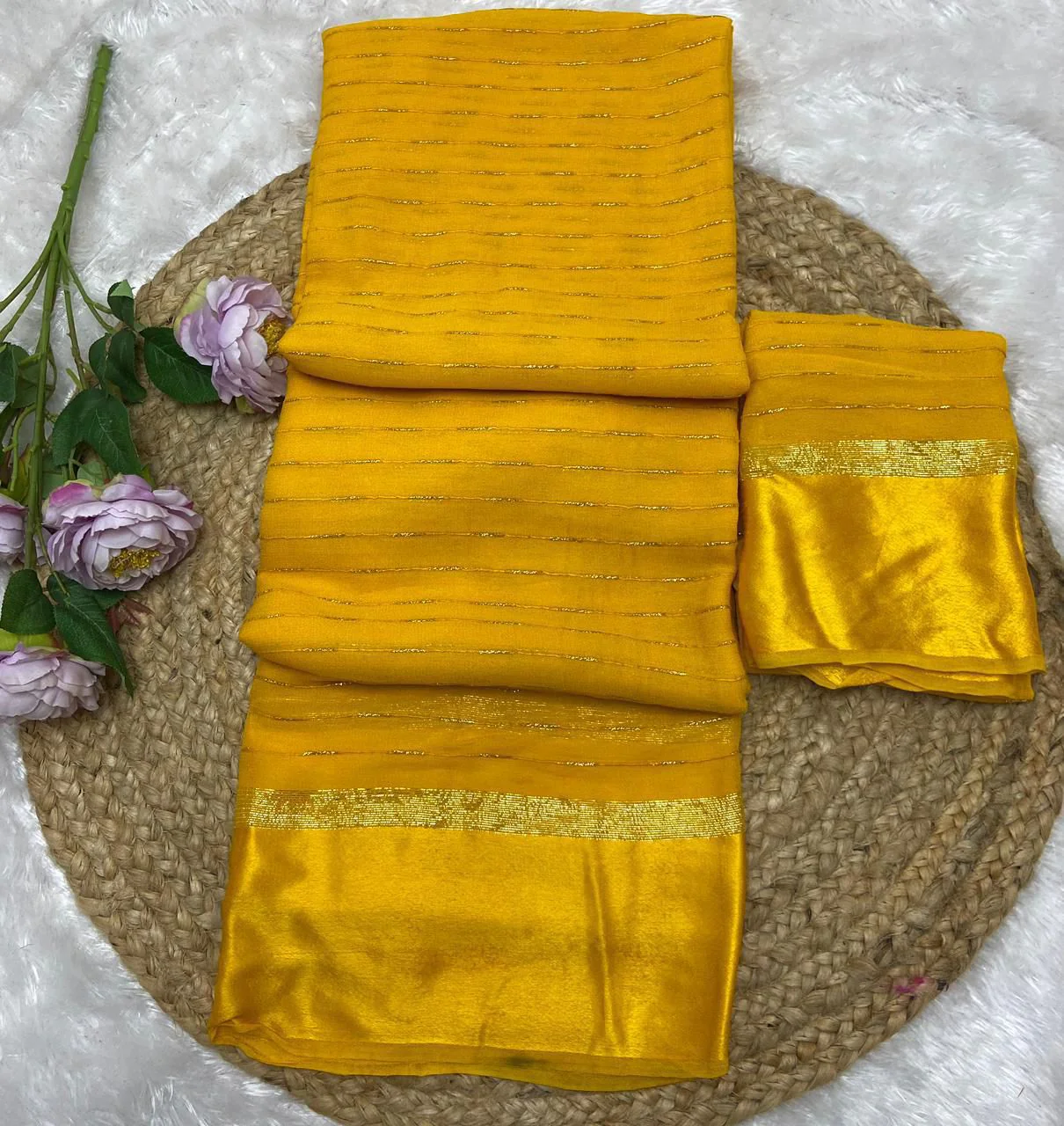 New Party Wear Viscose Georgette Jacquard Zari Work Fancy Designer Saree - Image 3