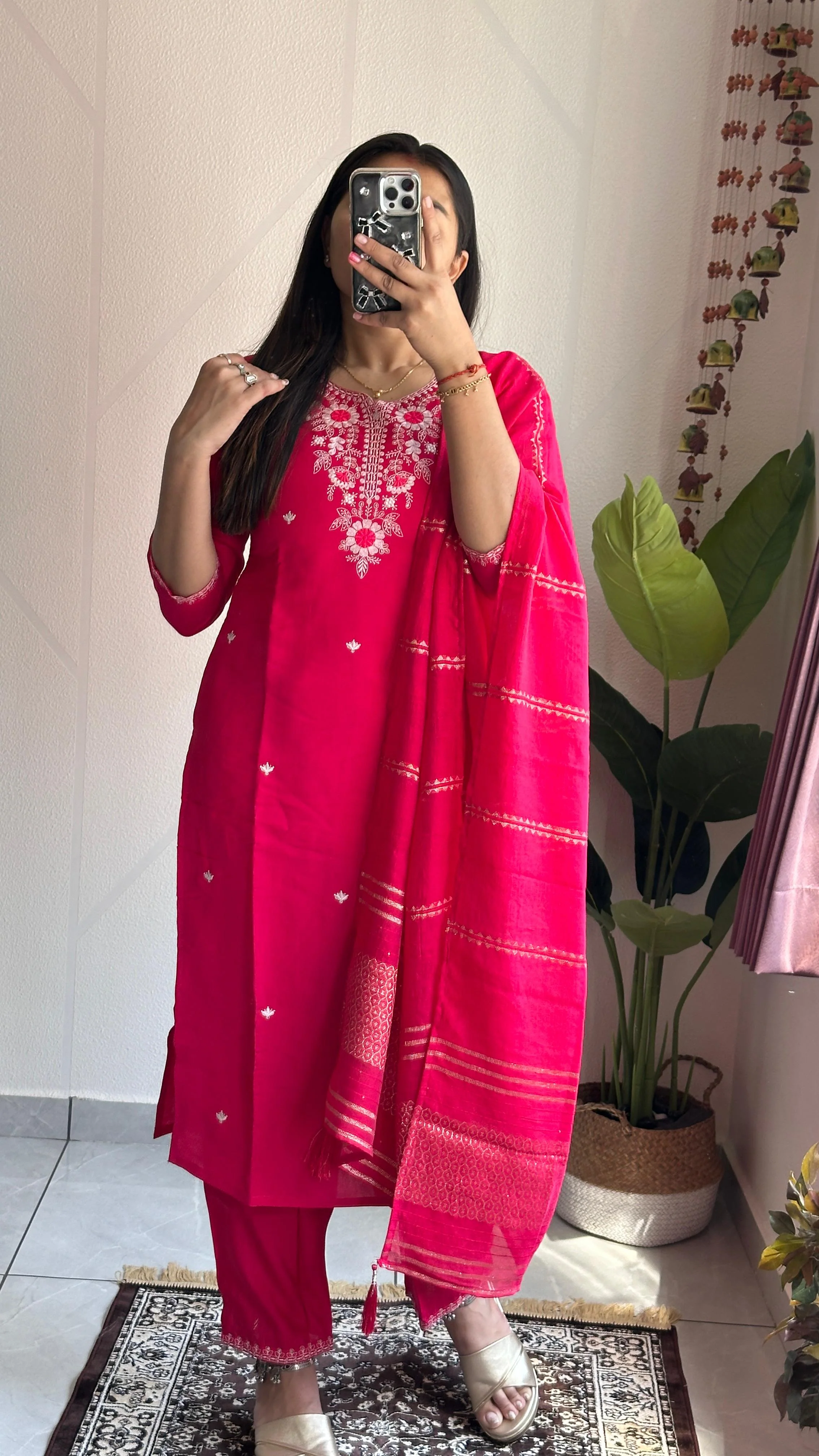 New Wedding Wear Pink Color Roman Silk Embroidery n Sequence Work Designer Straight Kurta With Trouser n Dupatta Set - Image 11