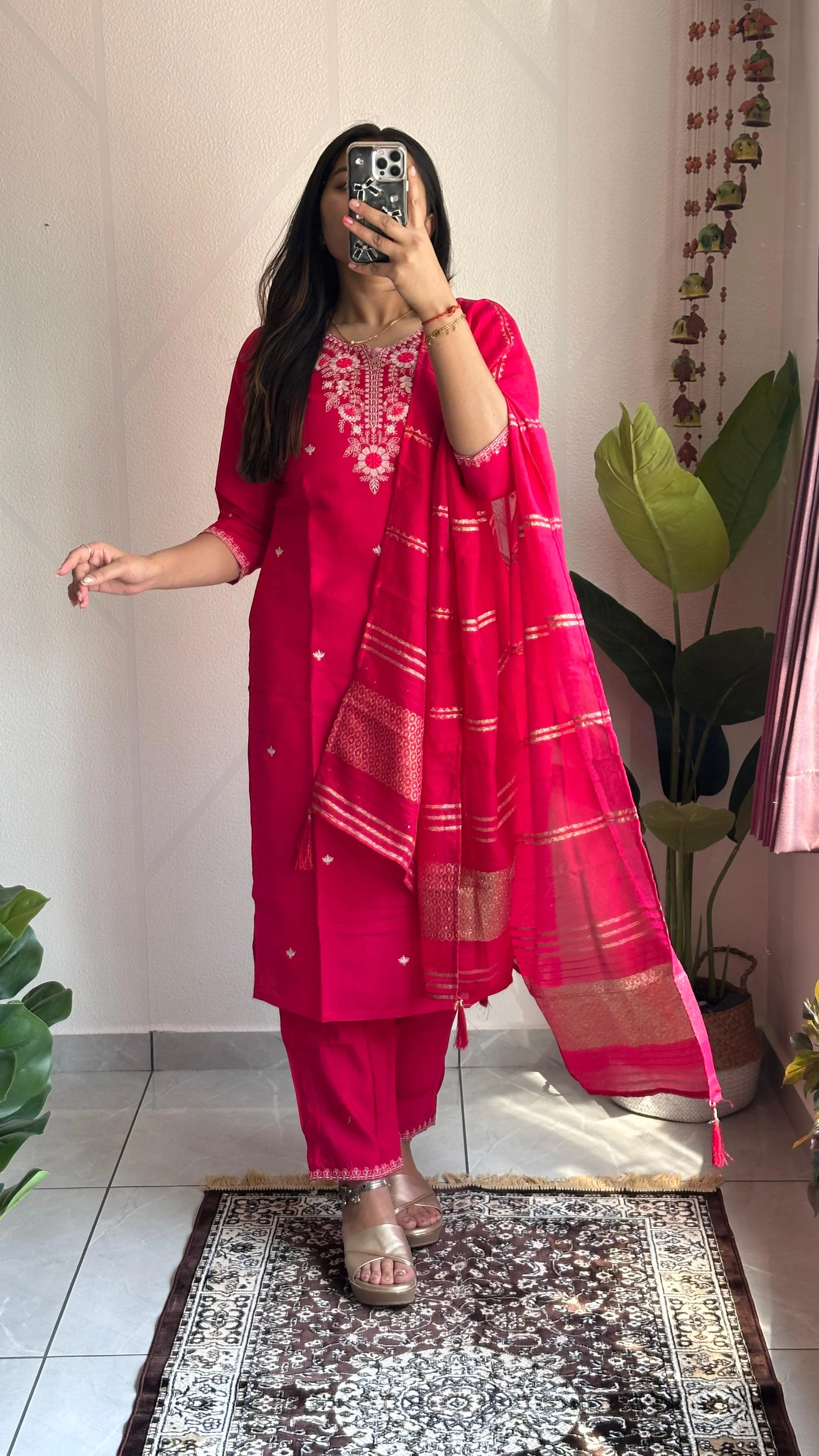 New Wedding Wear Pink Color Roman Silk Embroidery n Sequence Work Designer Straight Kurta With Trouser n Dupatta Set - Image 8