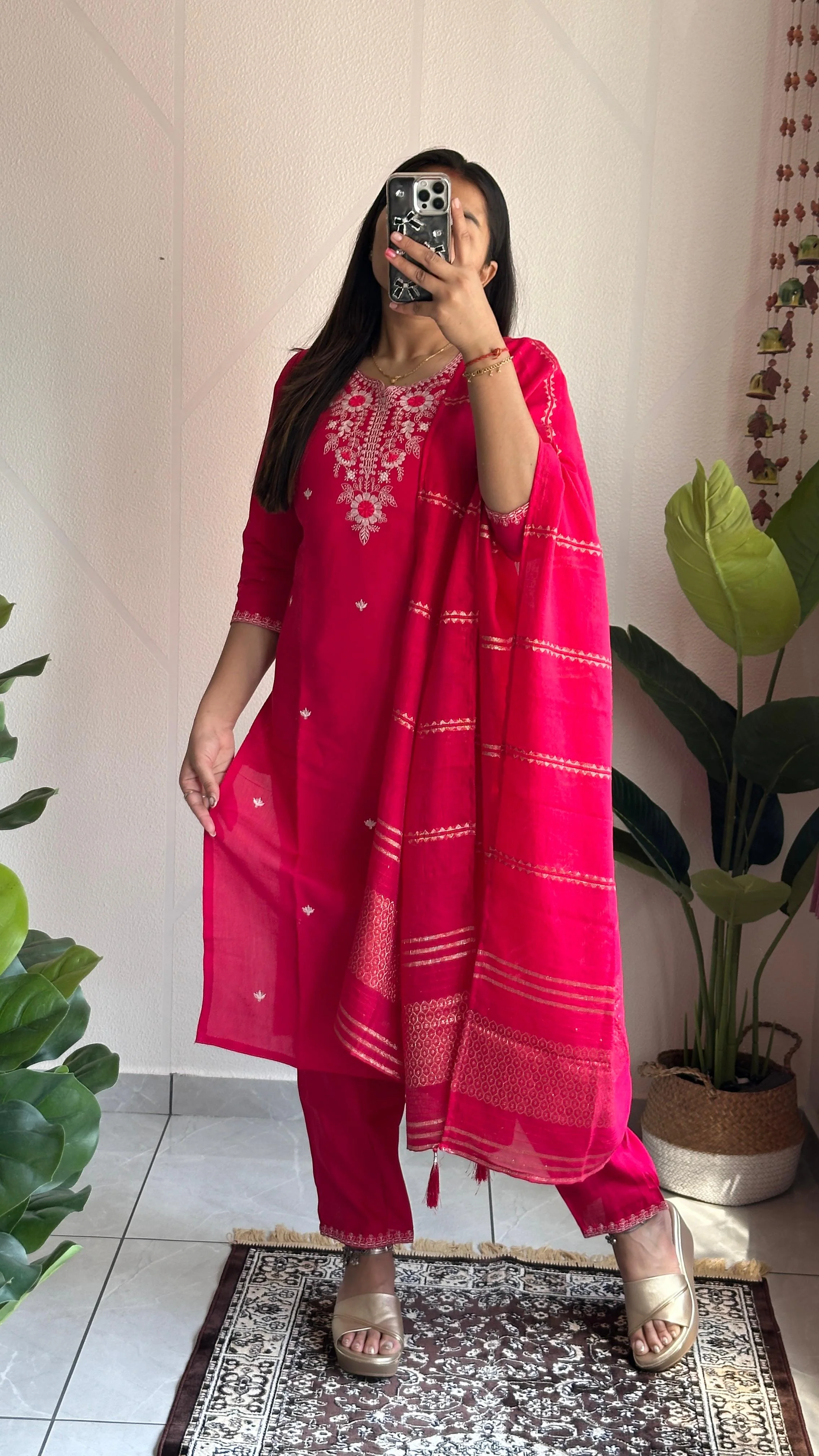 New Wedding Wear Pink Color Roman Silk Embroidery n Sequence Work Designer Straight Kurta With Trouser n Dupatta Set - Image 9